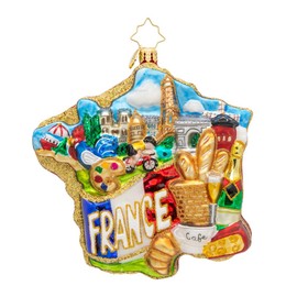 Christopher Radko Hand-Crafted European Glass Christmas Tree Decorative Ornament, Vive La France