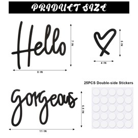Hello Gorgeous Wall Decor 3D Wooden Hello Gorgeous Sign, Black Hello Gorgeous Wall Art for Hanging Bathroom Coffee Home