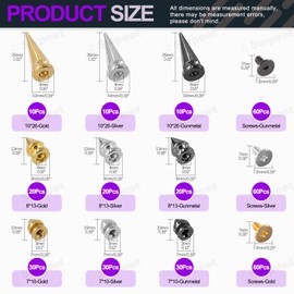 Swpeet 360Pcs 3 Colors 10mm 13mm 26mm Tree Spikes Studs and Double Bullet Cone Spikes and Studs Metal Screw Back Studs Rivets Punk Rock Bullet Rivets for DIY Leather Craft