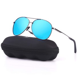 MXNXEU Aviator Sunglasses, Men’s Aviator Sunglasses, Polarised Aviator Sunglasses, Men’s Outdoor Pilot Unisex UV400 Driving Sunglasses, blue