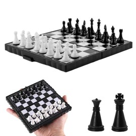 Dunkwckore Chess Game, Magnetic Foldable Chess Board, Portable and Foldable Chess Board Set, Magnetic Travel Chess, Mini Chess, High-Quality Foldable for Children, Adults, Travel