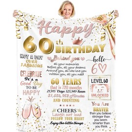 EIMOPE 60th Birthday Gifts Blanket for Women, 60th Birthday Decorations Women, 60 Birthday Gifts for Women, Womens 60th Birthday Gifts Ideas, Happy 60th Birthday Blanket