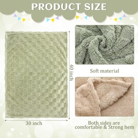 HunnmingRe 4 Pcs Fleece Checkered Baby Blanket 30 x 40 Inch 3D Chessboard Fluffy Fuzzy Plush Soft Thick Baby Blanket for Boys Nursery Bed Girl Neutral Decor Infant or Newborn