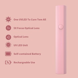 ShynyShy Mini UV Light for Gel Nails, Small Nail Cure Light, Flash Cure Lamp for Gel Nails, LED Nail Lamp for Gel Polish, Manicure USB Nail Dryer for Fast Curing at Salon Home DIY (Pink)