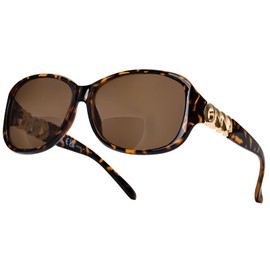 FONHCOO Bifocal Sunglasses for Women, Stylish Reader Sunglasses with Readers Built-in, Retro Oval Sun Reader UV Protection(Tortoise 2.5)