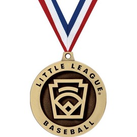 Crown Awards 2" Little League Baseball Medals, Gold Little League Award with Neck Ribbon Attached, 10 Pack