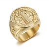 Generic Carved St Benedict Signet Ring for Men ,14K Gold