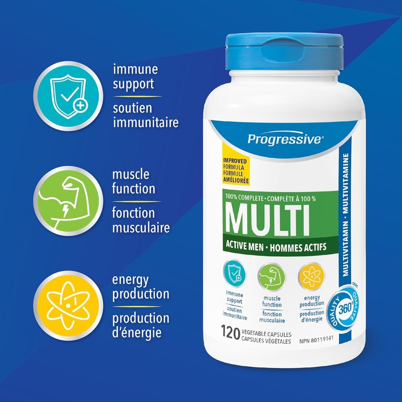 Progressive Advanced Daily Multivitamin for Active Men, with Quercetin, Maca,