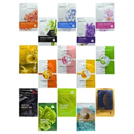 Kit de 15 Mascarillas faciales coreanas coreanas con ingredientes PREMIUM - Oro 24K, Colageno, Acido Hialuronico, Carbon de bambu, Sal de Himalaya,...