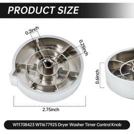 W11708423 W11677925 Washer Dryer Control Knob Compatible With Whirlpool Maytag Dryer Timer Control Knob MED4500MW0 MGD4500MW1, Replacement for W11677925 4982643 AP7219300
