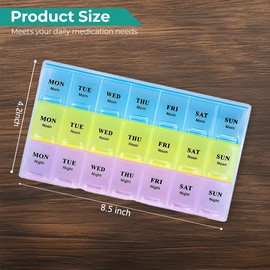 3-Times-a-Day Tablet Dispenser by Event Decor Shop – Weekly Pill Organizer with Labeled Compartments for Daily Vitamins, Medication, and Supplement Management at Home or On-The-Go