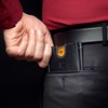 Black/White Leather Card Wallet for Men with RFID Blocker without