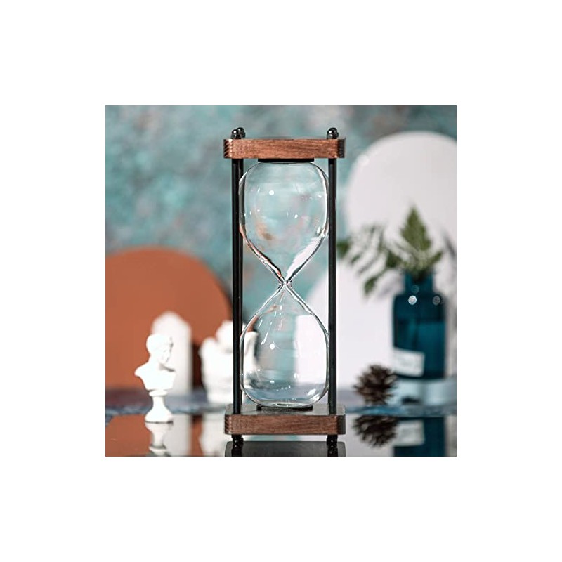 Large Fillable Hourglass Timer, Empty Hourglass Decorative Wooden Sandglass Clear