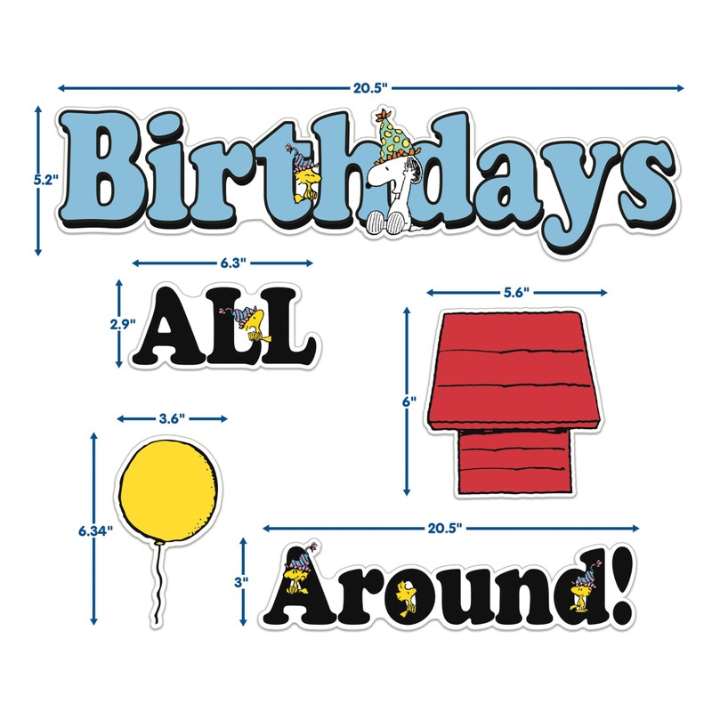 Eureka Peanuts Mini Birthday Bulletin Board Set and Classroom Decorations