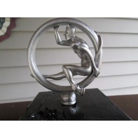 speed demon, satan ,lucifer riding tire  hotrod car hood ornament