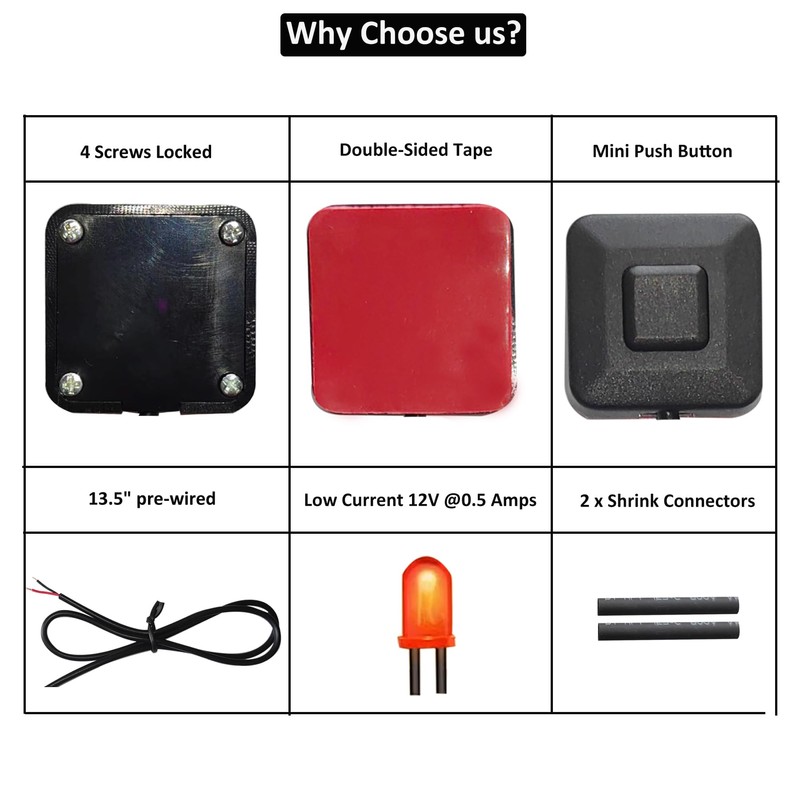 Momentary Switch 12V Momentary Push Button Switch with Cover, Surface