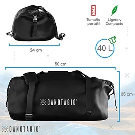 Canotagio Waterproof Dry Duffle Bag. Maleta Impermeable de 40 Lts. Mochila Sumergible a Prueba de Agua con Correa al hombro. Maleta Gym. Mochila Impermeable para lluvia, Lodo, Nieve o Tierra. Dry Bag