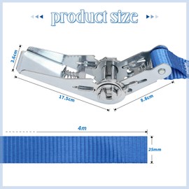 Berdso 2pcs Ratchet Tie Down Straps 4m × 25mm Capacity 800kg Luggage Tie Down Straps for Motorcycle Car