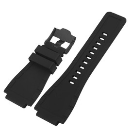 JETHENG Men's Rubber Strap Replacement for 24mm× 33mm Bell & Ross B&R BR-01 BR01 BR-03 BR03 Ladies outdoor work waterproof silicone watch band wrist strap buckle(Black Black Buckle)
