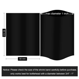 Black Shrink Bands,50x60mm 200 Pieces Black Shrink Wrap for Hot Sauce Bottles and Other Liquid Bottles Fits 3/4" to 1" Diameter