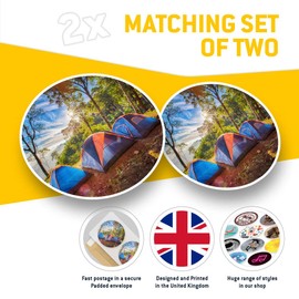 Vinyl Stickers (Set of 2) 10cm - Camping Family Tent Camp Site Decals for Laptops,Tablets,Luggage,Scrap Booking,Fridges, 16470