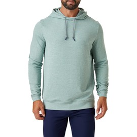 ZIRE Golf Men's Performance Hoodie | Moisture-Wicking Golf Hoodies for Men Lightweight | 4-Way Stretch | Soft & Breathable | Classic Fit | On Course & Everyday Wear | Heather Light Green - Medium