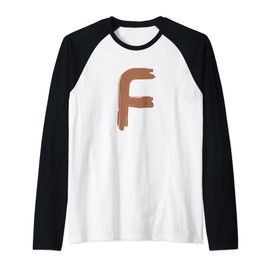 Creative Bold Leather Letter F - Design - Alphabet - Marker Raglan Baseball Tee