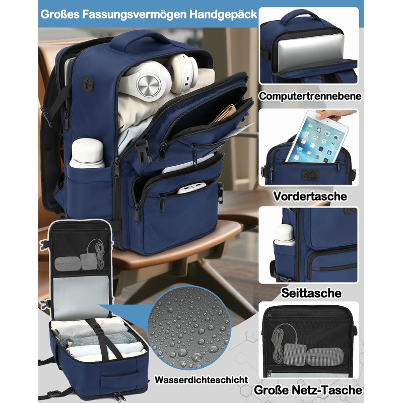 LYNXCHER Ryanair Backpack Hand Luggage, 40 x 20 x 25