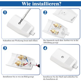 MejaRizon Pack of 2 Euro Plug Flat, Euro Coupling Flat, Plug 250 V, 2.5 A Plug 2 Pin, Euro Plug Flat, European Flat Plug, Power Plug, Schuko Plug European Plug (White)