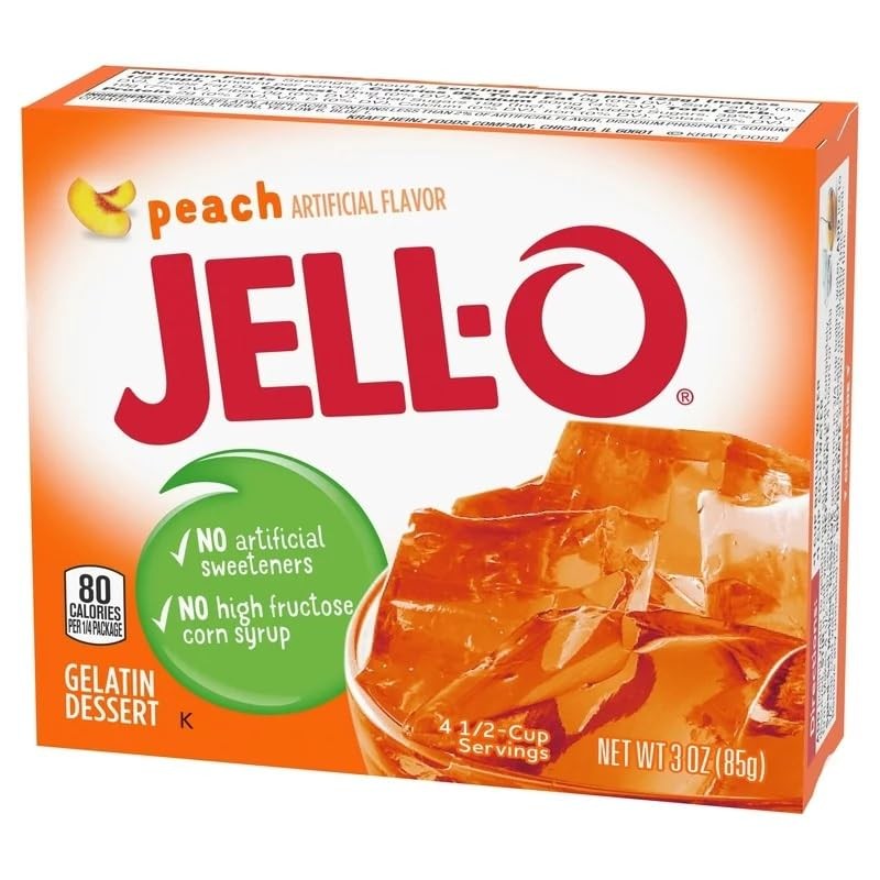 Jell-o Gelatin Dessert, Peach, 3-ounce Boxes (Pack of 4)