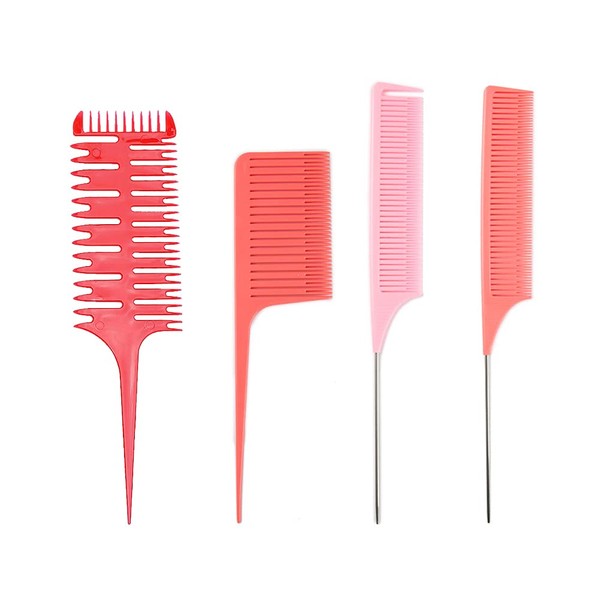Hair Styling Comb,Highlighting Professional Styling Comb Metal Rat Tail Teasing