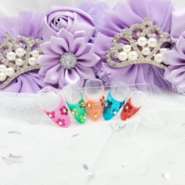 Mesh flower dress handmade nail tip - Short ballerina / 망사꽃원피스 수제네일팁 - 숏발레리나