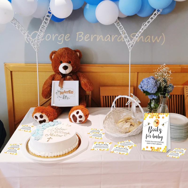 Bee Baby Shower Party Game Self-Standing Book Request Sign With
