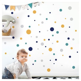 Little Deco Dots DL904-2 Wall Stickers Circles for Children's Room Wall Stickers Yellow Blue Mint Baby Room Wall Stickers Dots Pack of 120