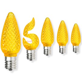Aniai 5PCS C9 LED Christmas Light Bulbs - C9 led Bulbs with E17 Base Sockets Replacement Bulbs for Outdoor String Lights - Commercial Grade Yellow