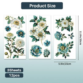 PLIGREAT 3 Sheets Rub on Transfers for Crafts and Furniture, Vintage Flower Rub on Decals Gold Rimmed Ornate Furniture Transfer Stickers for DIY Wood Home Decor Transfer Paper