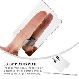 FOMIYES Paleta De Mezcla De Maquillaje De Acero Inoxidable Con EspáTula, Ideal Para Base De Maquillaje, Sombra De Ojos Y Arte De Uñas, PortáTil Y FáCil De Limpiar