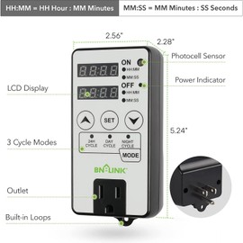 BN-LINK Timer Outlet Short Period Repeat Cycle Intermittent Digital Timer, Interval Timer - Day, Night, or 24 Hour Operation, Programmable Plug-in Timer for Appliances Electrical Outlets 15A/1875W