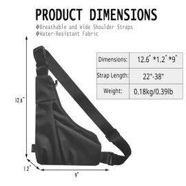 SRSMT Lightweight Crossbody Bag for Women Men, Anti Theft Sling Bag with Back Pocket, Waterproof Chest Bag for Daily Use, Hiking, Cycling, Running.