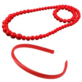 arrderly 3 Pieces Red Acrylic Jewelry Set - Elegant Long Necklace & Matching Bracelet, Costume Accessories