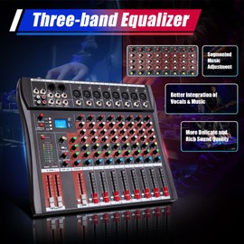 TdiriNar 8-Channel Audio Digital Mixer Computer Recording Console With Bluetooth USB USA, 110V Professional Audio Mixer Dedicated Stereo Sound With Digital Processor For Live, Stage, Studio Recording
