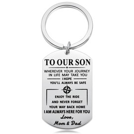 To My Son Keychain Graduation Gift for Son from Mom Dad To Son Men Jewelry Love from Father Mother To Boys for Birthday Military Xmas