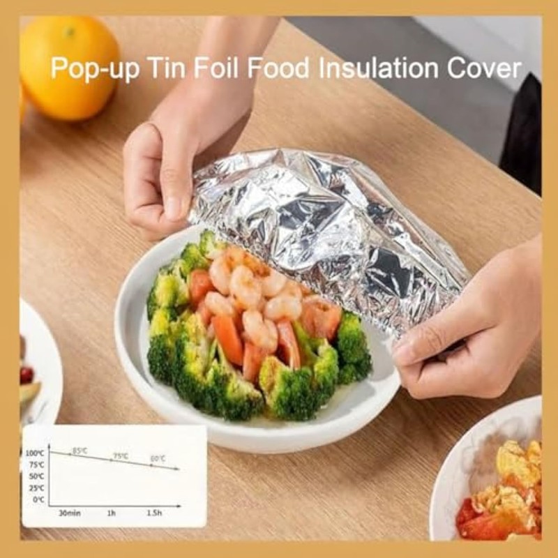 Pull style Reusable Aluminum Foil Food Covers, Elastic Stretch Design