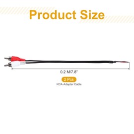 uxcell 8 Inch Open Red/White RCA 2-Male Plug Jack Connector Adapter to Bare Wire Open End Audio Video RCA Cable for Amplifier Speaker Wire Pack of 2