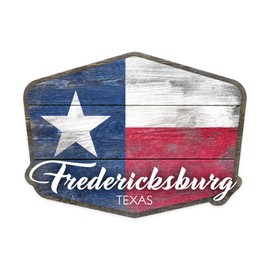 Die Cut Sticker Fredericksburg, Texas, Rustic Texas State Flag, Contour Vinyl Sticker 1 to 3 inches (Waterproof Decal for Cars, Water Bottles, Laptops, Coolers), Small