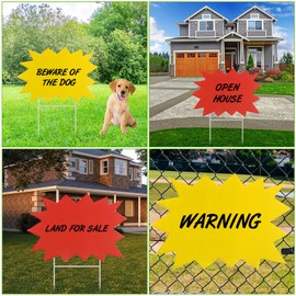 Wenqik 6 Pieces Blank Yard Signs with Stakes 17 x 12 Inches DIY Corrugated Plastic Lawn Signs Sale Sign Price Tag Garage Sale Outdoor Party Supplies Garden Door House, Yellow Red Blue