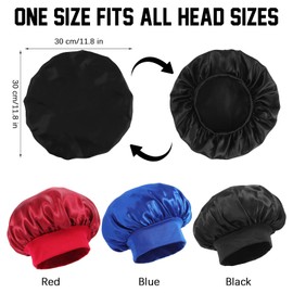 3 PCS Satin Bonnets for Kids,Toddler Silk Bonnet,Kid Satin Silk Hair Bonnet,Double Layer Child Sleeping Cap with Elastic Band for Sleeping Kids Girls Boys Baby Toddler