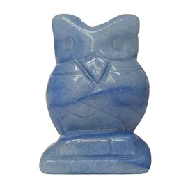 Bacatgem 1 Pcs Blue Aventurine Crystals and Healing Stones, Pocket Carved Owl Figurines Collectibles 1.5 Inches Room Decor Gemstone