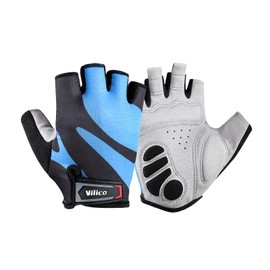 aifitbre Fingerless Cycling Gloves for Men Women Anti Slip Shock Absorbing Padded Bicycle Biking Gloves for Fitness Cycling Training Outdoor Sports, Blue