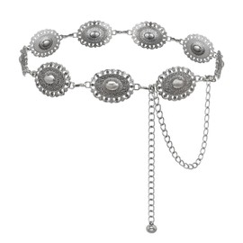 YZRIZX Western Concho Chain Belt for Women Boho Metal Belts For Country Concert Dresses Jeans Cowgirl Vintage Waist Belt